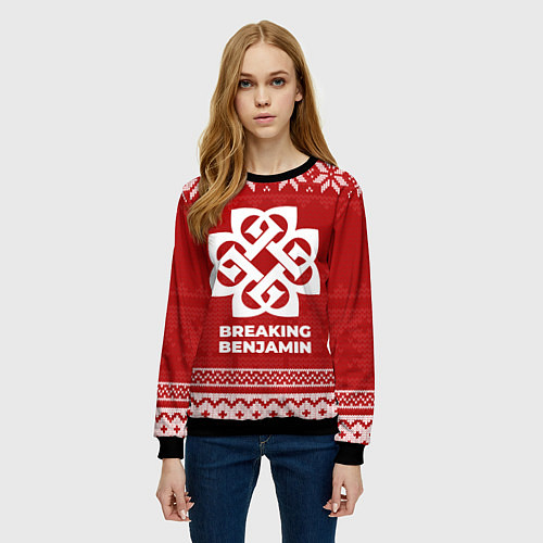 Женский свитшот Новогодний Breaking Benjamin / 3D-Черный – фото 3