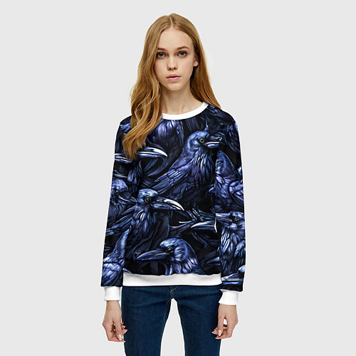 Женский свитшот Черные вороны / 3D-Белый – фото 3