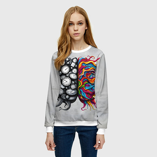 Женский свитшот Полушария мозга / 3D-Белый – фото 3