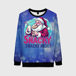 Свитшот женский Санта ест печенье с молоком, цвет: 3D-черный