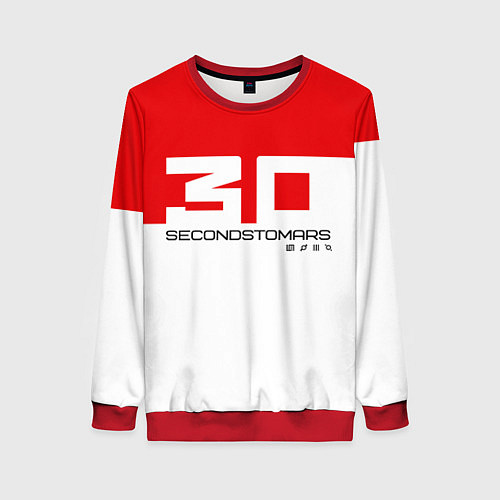 Женский свитшот 30 Seconds to Mars - red and white / 3D-Красный – фото 1