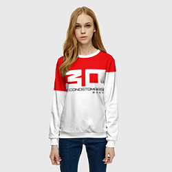 Свитшот женский 30 Seconds to Mars - red and white, цвет: 3D-белый — фото 2