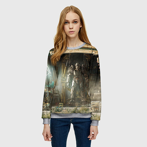 Женский свитшот Fallout - armour garage / 3D-Меланж – фото 3