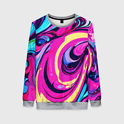 Свитшот женский Сине-розовый узор, цвет: 3D-меланж