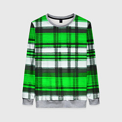 Свитшот женский Зелёно-белая ткань в клетку, цвет: 3D-меланж