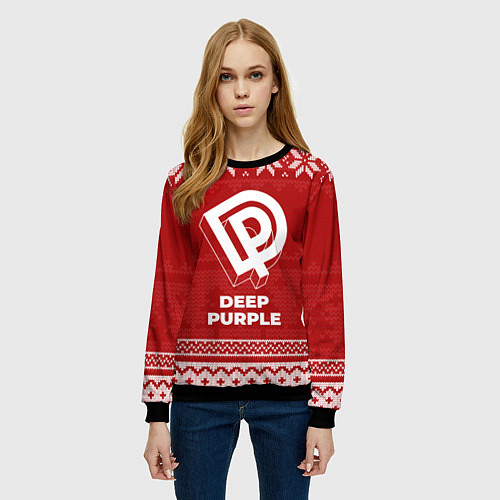 Женский свитшот Новогодний Deep Purple / 3D-Черный – фото 3