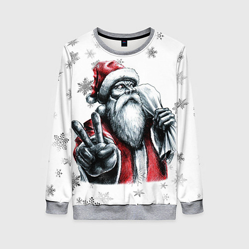 Женский свитшот Санта клаус зомби с мешком / 3D-Меланж – фото 1
