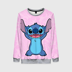 Свитшот женский Stitch on a pink background, цвет: 3D-меланж