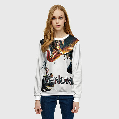 Женский свитшот Веном - симбиот / 3D-Белый – фото 3