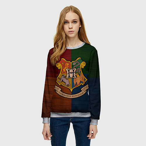 Женский свитшот Hogwarts emblem / 3D-Меланж – фото 3