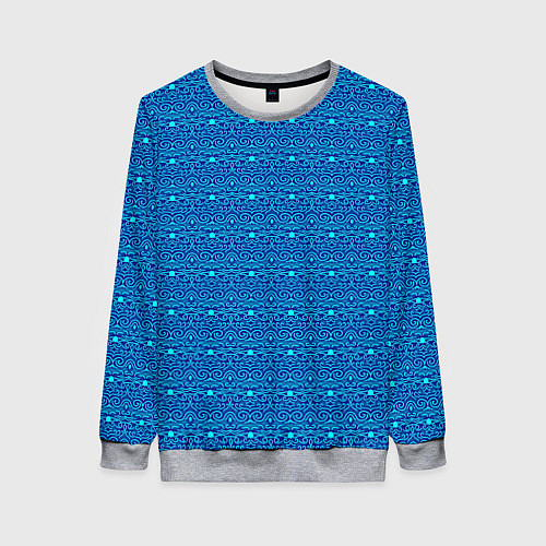Женский свитшот Сине-голубой узор / 3D-Меланж – фото 1