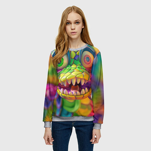 Женский свитшот Радужная змея / 3D-Меланж – фото 3
