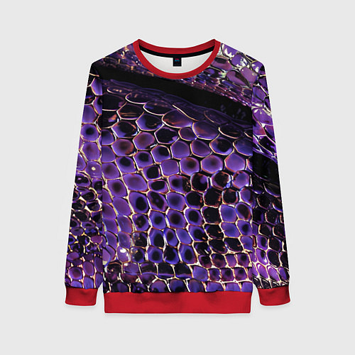 Женский свитшот Фиолетовая кожа змеи / 3D-Красный – фото 1