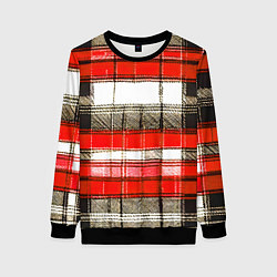 Свитшот женский Чёрные полосы на красно-белом фоне, цвет: 3D-черный