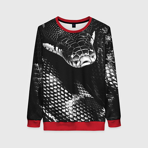 Женский свитшот Черно-белая змея / 3D-Красный – фото 1