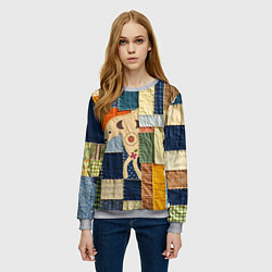 Свитшот женский Пэчворк с собакой, цвет: 3D-меланж — фото 2