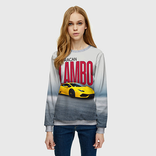 Женский свитшот Итальянский суперкар Lambo Huracan / 3D-Меланж – фото 3