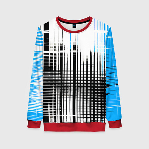 Женский свитшот Сине-чёрный гранж на белом фоне / 3D-Красный – фото 1