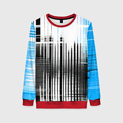 Свитшот женский Сине-чёрный гранж на белом фоне, цвет: 3D-красный
