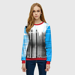 Свитшот женский Сине-чёрный гранж на белом фоне, цвет: 3D-красный — фото 2