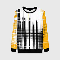Свитшот женский Жёлто-чёрный гранж на белом фоне, цвет: 3D-черный