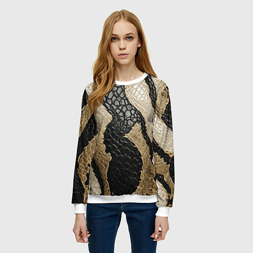Женский свитшот В коже рептилии / 3D-Белый – фото 3