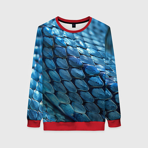 Женский свитшот Голубая кожа змеи / 3D-Красный – фото 1