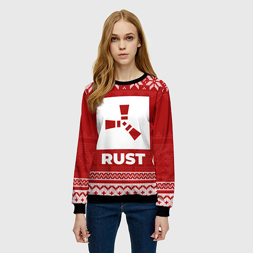 Женский свитшот Новогодний Rust / 3D-Черный – фото 3