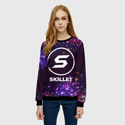 Женский свитшот Праздничный Skillet / 3D-Черный – фото 3