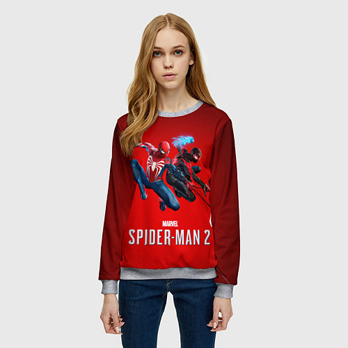 Женский свитшот Два паука Marvel spider man 2 / 3D-Меланж – фото 3