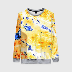 Свитшот женский Сине-золотая абстракция, цвет: 3D-меланж
