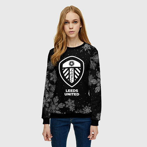 Женский свитшот Снежный Leeds United / 3D-Черный – фото 3