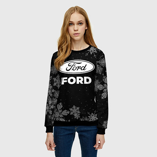 Женский свитшот Снежный Ford / 3D-Черный – фото 3