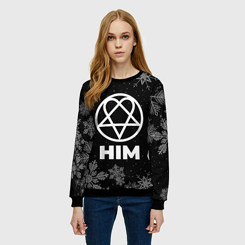 Женский свитшот Снежный HIM / 3D-Черный – фото 3