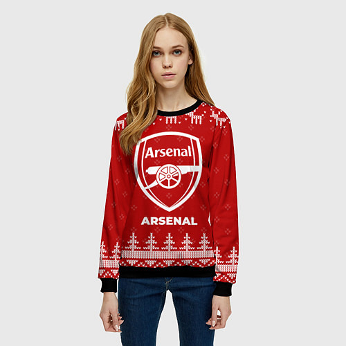 Женский свитшот Новогодний Arsenal с оленями / 3D-Черный – фото 3