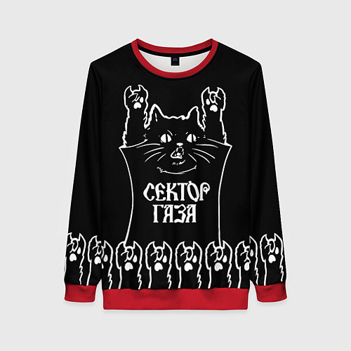 Женский свитшот Сектор Газа - кот рок / 3D-Красный – фото 1