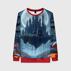 Женский свитшот Замок Дракулы и неоновые грибы - нейроарт фантазия