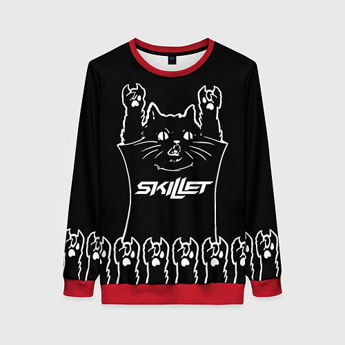 Женский свитшот Skillet: cat rock / 3D-Красный – фото 1