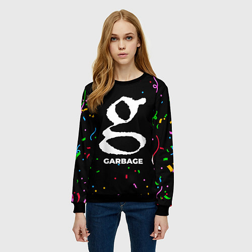 Женский свитшот Garbage конфети / 3D-Черный – фото 3