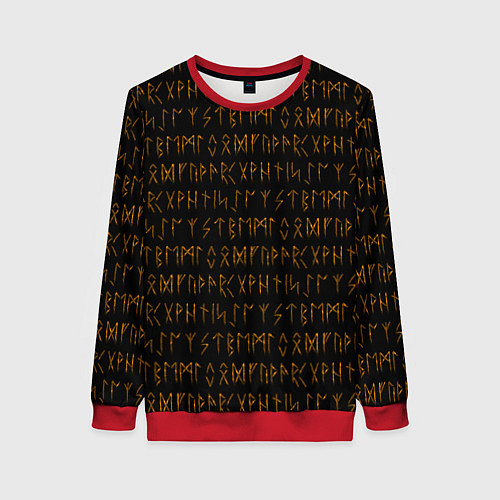 Женский свитшот Орнамент древних обережных рун / 3D-Красный – фото 1