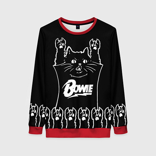 Женский свитшот David Bowie: cat rock / 3D-Красный – фото 1
