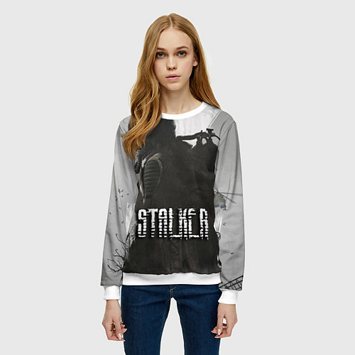 Женский свитшот Stalker в зоне / 3D-Белый – фото 3
