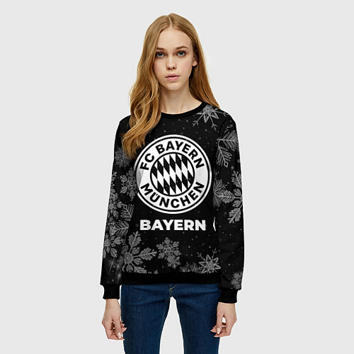 Женский свитшот Снежный Bayern / 3D-Черный – фото 3