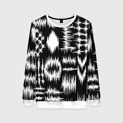 Свитшот женский Штриховка - геометрическая абстракция, цвет: 3D-белый