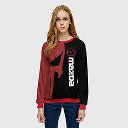 Свитшот женский Mazda и череп, цвет: 3D-красный — фото 2