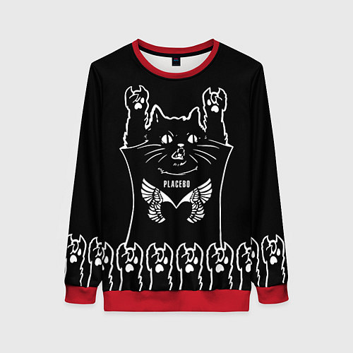 Женский свитшот Placebo: cat rock / 3D-Красный – фото 1