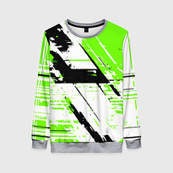 Свитшот женский Diagonal black and green stripes on a white backgr, цвет: 3D-меланж