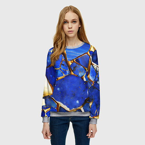 Женский свитшот A gold mineral in a blue stone / 3D-Меланж – фото 3