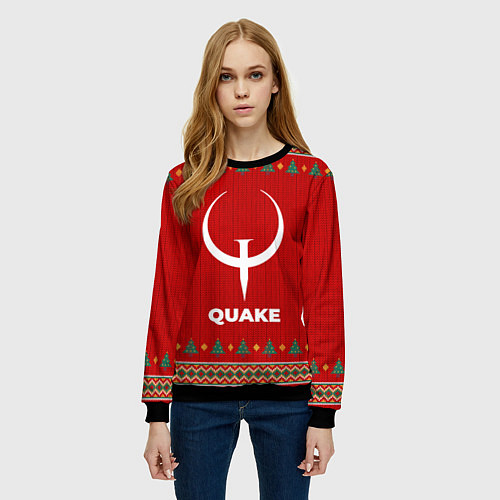 Женский свитшот Quake new year / 3D-Черный – фото 3