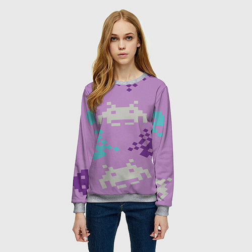 Женский свитшот Пиксели / 3D-Меланж – фото 3